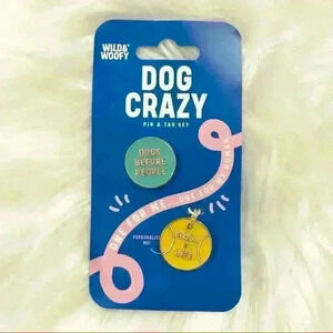Nordstrom Wild & Woofy Dog Crazy Pin Badge & Tag Set